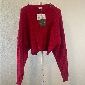 Le Lis Women's Vibrant Red Cable Knit Sweater‎